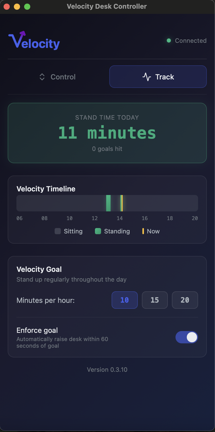 Standing time tracking